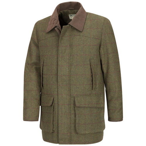 Olive/Wine Hoggs of Fife Mens Tummel Tweed Field Coat
