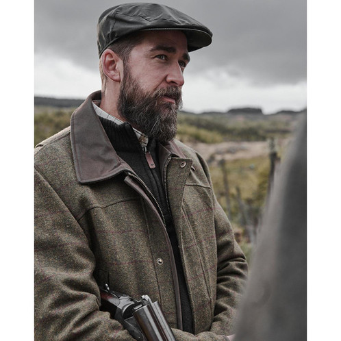 Olive/Wine Hoggs of Fife Mens Tummel Tweed Field Coat Lifestyle