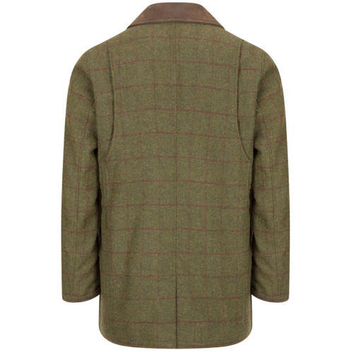 Olive/Wine Hoggs of Fife Mens Tummel Tweed Field Coat Back