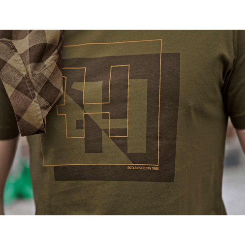 Dark Olive Harkila Mens H-Logo T-Shirt Detail
