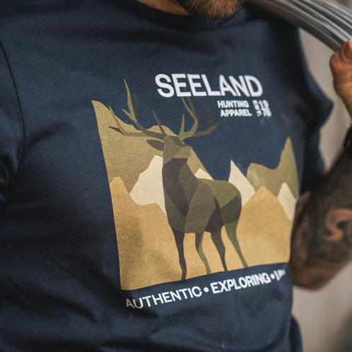 Dark Blue Seeland Mens Fragment T-Shirt Detail