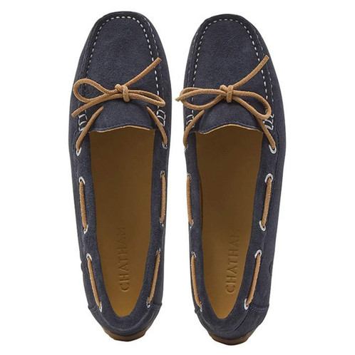 Navy Chatham Womens Lustleigh Driving Moccasins Top View