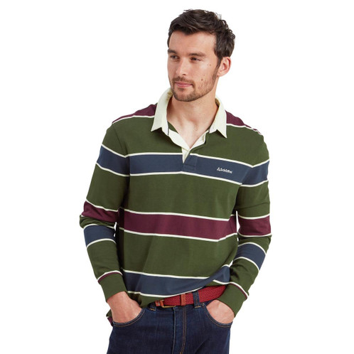 Woodland/Wine Schoffel Mens Porthtowan Rugby Top On Model