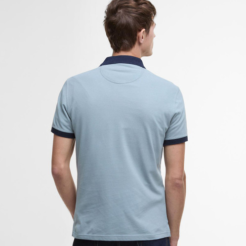 Lead Barbour Mens Lynmouth Tipped Tailored Fit Polo Shirt Back