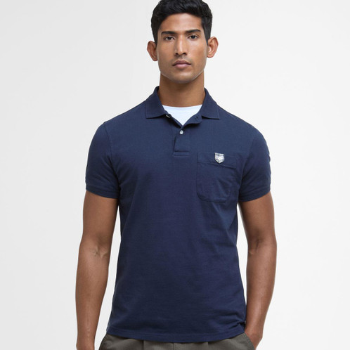 Navy Barbour Mens Tothill Tailored Fit Polo Shirt Front