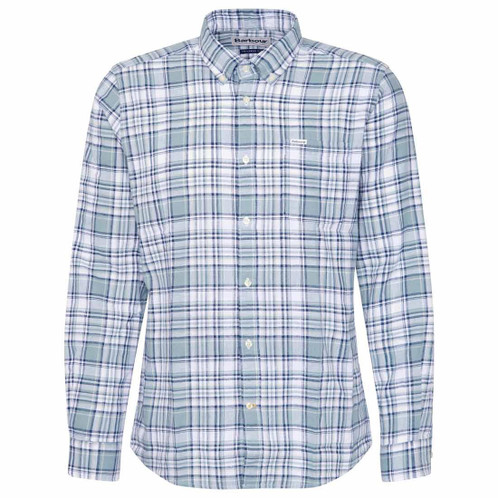 Blue Barbour Mens Birdport Linen Blend Tailored Fit Shirt