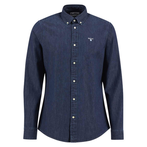 Indigo Barbour Mens Chambray Crest Tailored Fit Shirt