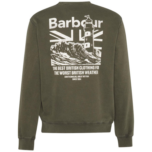 Gunmetal Barbour Mens Bulford Relaxed Fit Crew Sweatshirt Back
