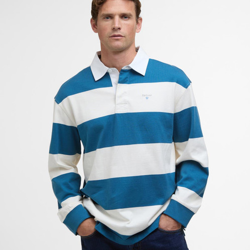 Midnight Barbour Mens Broome Rugby Shirt Front