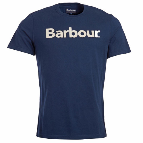 New Navy Barbour Mens Logo Tee