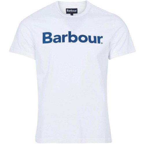 White Barbour Mens Logo Tee