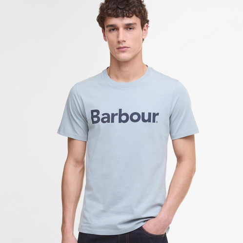 Mineral Blue Barbour Mens Logo Tee Front