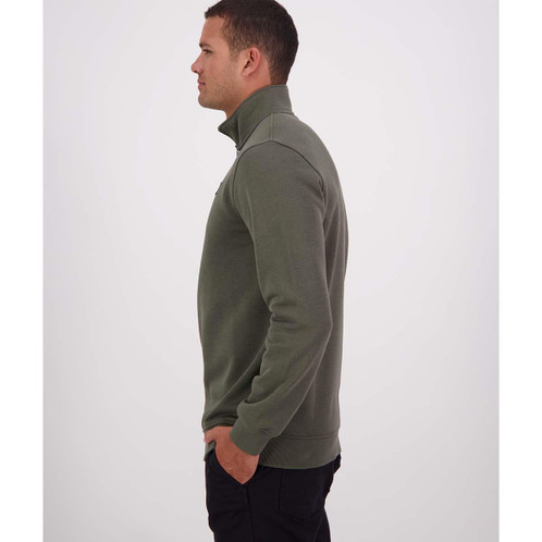 Dark Olive Swanndri Mens Fundementals Quarter Zip side