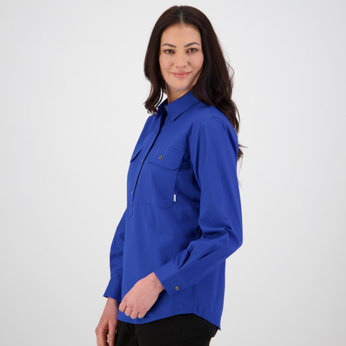 Electric Blue Swanndri Womens Roma Work Shirt Front