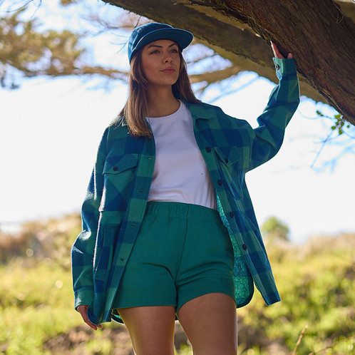 Coastal Check Swanndri Womens Harbourage Lite Wool Shirt Jacket Lifestyle