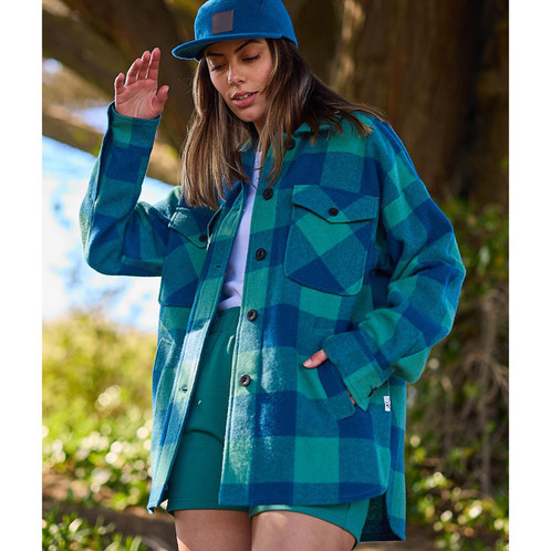 Coastal Check Swanndri Womens Harbourage Lite Wool Shirt Jacket Lifestyle