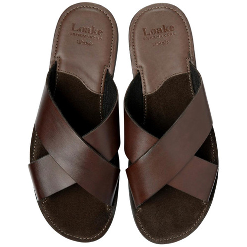 Brown Leather Loake Mens Gozo Sandals Top