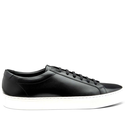 Black Calf Leather Loake Mens Sprint Trainers Side