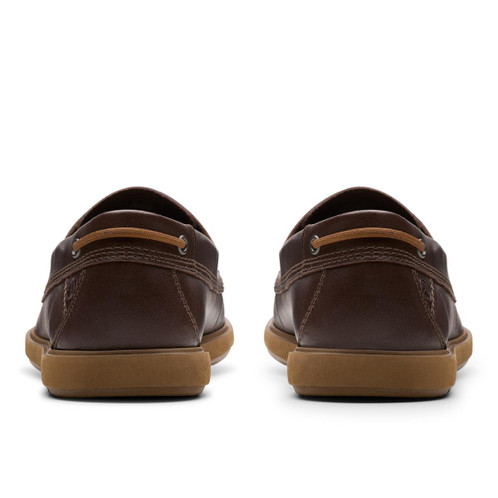 Dark Brown Leather Clarks Mens Bratton Boat Shoe