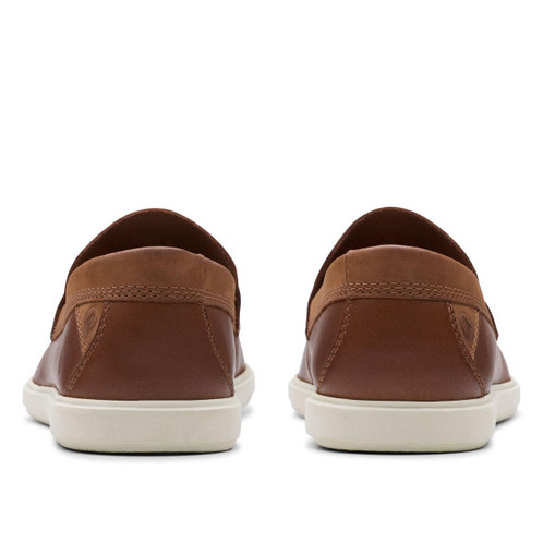 Dark Tan Leather Clarks Mens Bratton Loafer back