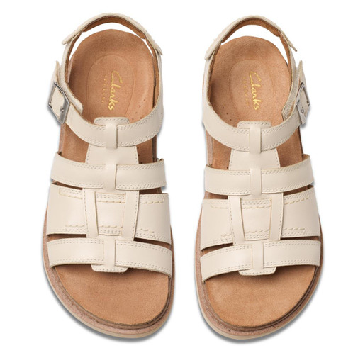 Cream leather Clarks Womens Arwell Sun Sandal top