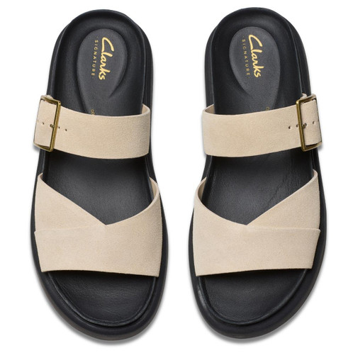 Ecru Suede Clarks Womens Aristella Mule Sandal