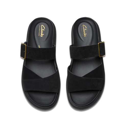 Black Suede Clarks Womens Aristella Mule Sandal