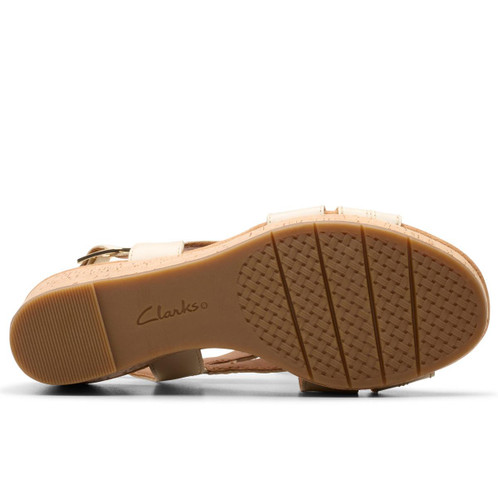 Cream leather Clarks Womens Sabina Strap Espadrille