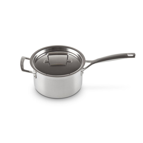 Le Creuset Classic 3-ply Stainless Steel Saucepan with Lid and Helper Handle
