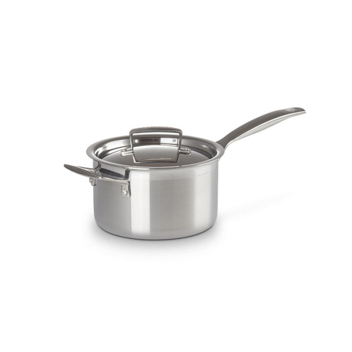 Le Creuset Classic 3-ply Stainless Steel Saucepan with Lid and Helper Handle