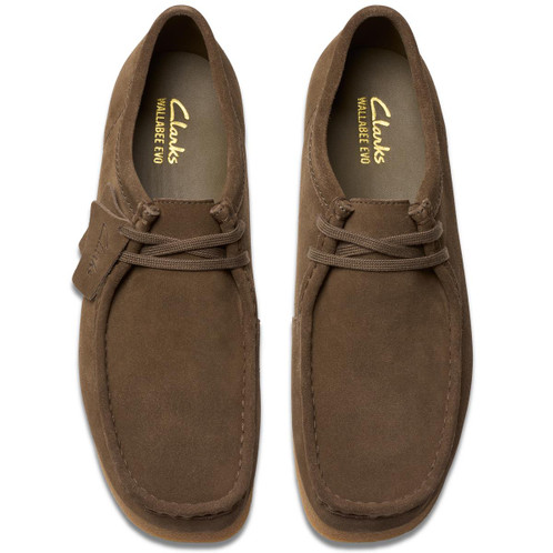 Dark Olive Suede Clarks Mens WallabeeEVO Shoe Top