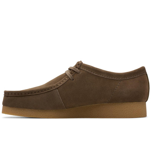 Dark Olive Suede Clarks Mens WallabeeEVO Shoe Side