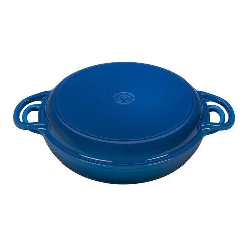 Le Creuset 30cm Cast Iron Shallow Casserole with Grill Lid