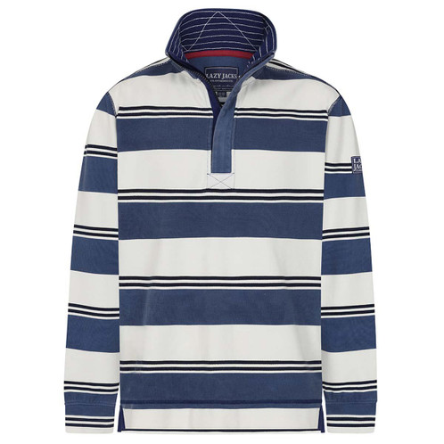 Denim Lazy Jacks Mens LJ700S Striped Pique 1/4 Zip Sweatshirt
