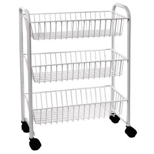 Delfinware Three Tiered Mobile Trolley in White