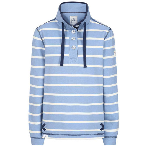 Sky Lazy Jacks Womens LJ301S Striped Pique Button Neck Sweatshirt