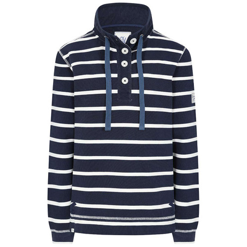 Twilight Lazy Jacks Womens LJ301S Striped Pique Button Neck Sweatshirt