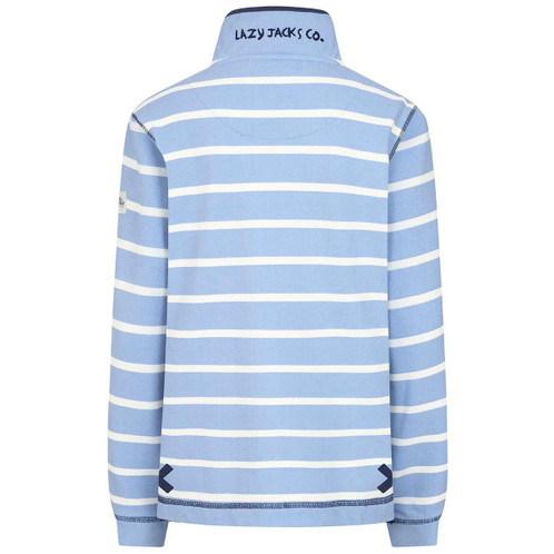 Sky Lazy Jacks Womens LJ301S Striped Pique Button Neck Sweatshirt Back