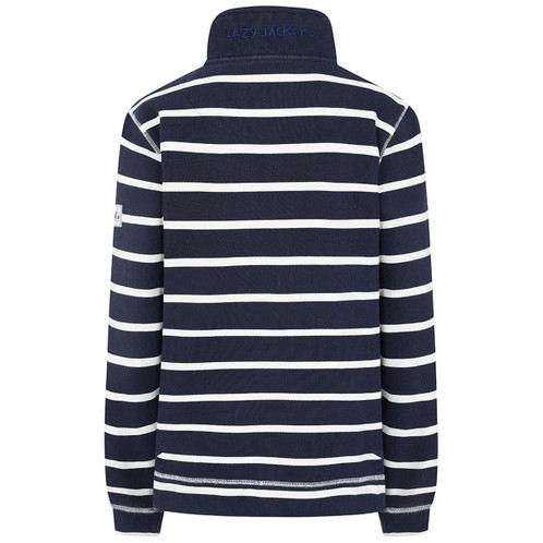 Twilight Lazy Jacks Womens LJ301S Striped Pique Button Neck Sweatshirt Back