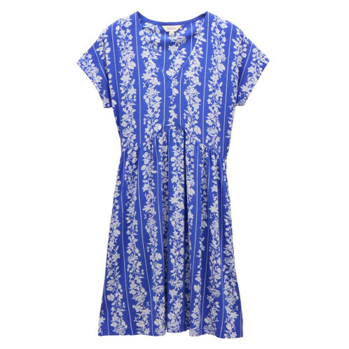 Blue Floral Joules Womens Short Nia V-Neck Dress