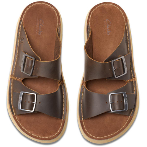 Beeswax Leather Clarks Mens Solsbury Strap Sandal Top View