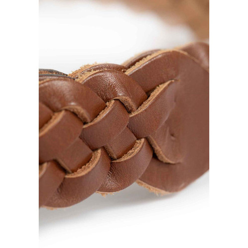 Tan Holland Cooper Womens Plaited Slim Belt Leather Detail