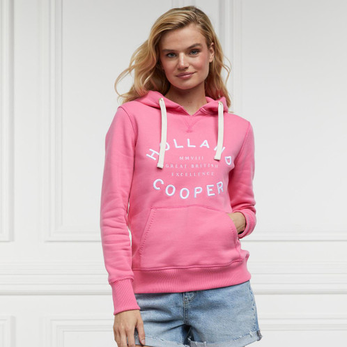 Peony Pink Holland Cooper Womens Varsity Hoodie Lifestyle