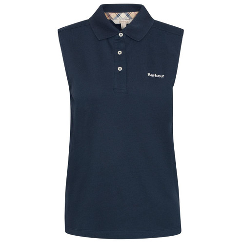 Navy Barbour Womens Bowford Sleeveless Polo Top Navy Barbour Womens Bowford Sleeveless Polo Top