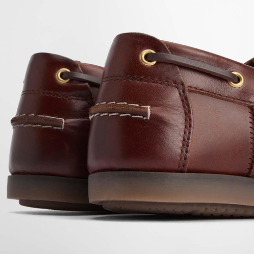 Mahogany Barbour Mens Wake Boat Shoe heel