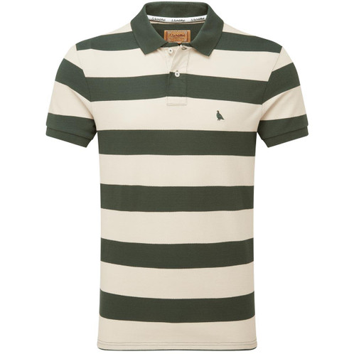 Schoffel Mens St Ives Heritage Polo Shirt Green Stripe front
