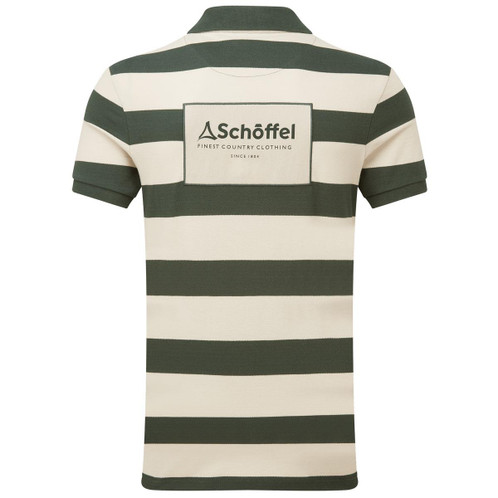 Schoffel Mens St Ives Heritage Polo Shirt Green Stripe back