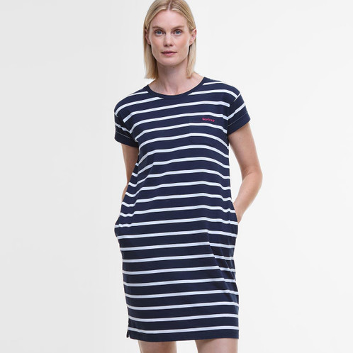 Navy Barbour Womens Otterburn Stripe Dress Front