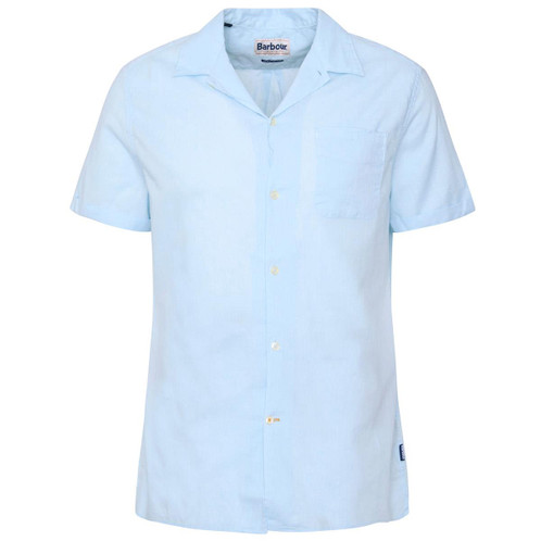 Light Blue Barbour Mens Garment Dyed Nelson Short Sleeve Regular Fit Shirt
