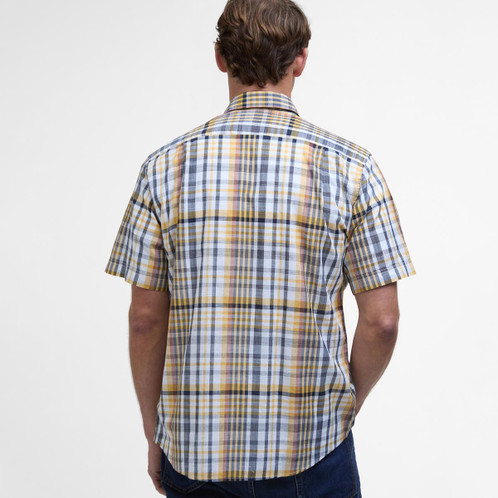 Ochre Barbour Mens Hartley Short Sleeve Regular Shirt Back